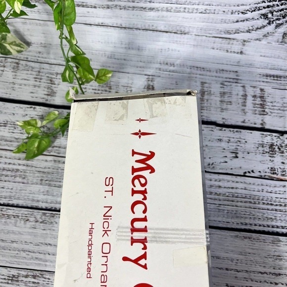 Vintage Department 80 Mercury Glass St. Nick Santa 9" Ornament Handpainted w Box - Picture 13 of 15